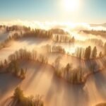 Pohľad na rozľahlú krajinu s lesmi a hmlou v pozadí