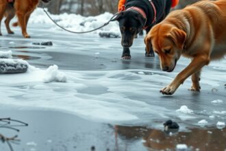 Psy na snehu hľadajú nebezpečné látky, vrátane nemrznúcej zmesi.