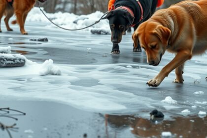 Psy na snehu hľadajú nebezpečné látky, vrátane nemrznúcej zmesi.