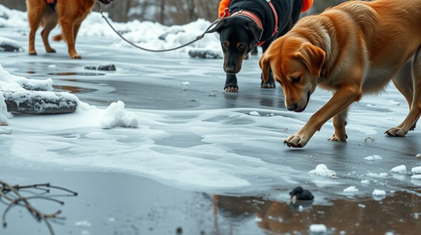 Psy na snehu hľadajú nebezpečné látky, vrátane nemrznúcej zmesi.
