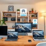 Moderná domácnosť s viacerými počítačmi pripojenými na internet cez pevné IP adresy.