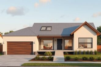Moderný montovaný dom s terasou a garážou v príjemnom prostredí