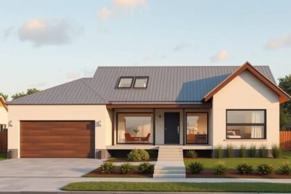 Moderný montovaný dom s terasou a garážou v príjemnom prostredí
