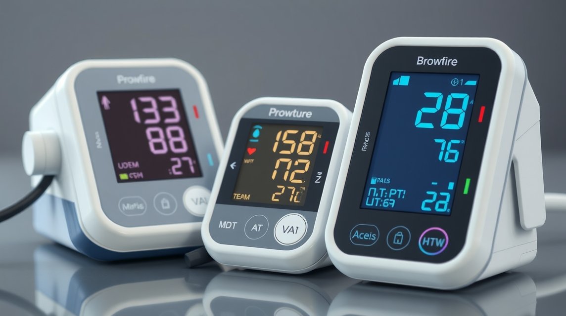 Tri digitálne tlakomerové prístroje s rôznymi údajmi