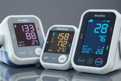 Tri digitálne tlakomerové prístroje s rôznymi údajmi