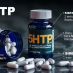 Balenie doplnku 5-HTP s kapsulami a informačnými štítkami.