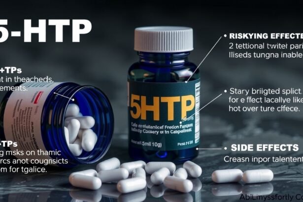 Balenie doplnku 5-HTP s kapsulami a informačnými štítkami.