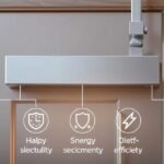 Moderný dverový zatvárač so symbolmi pohodlia, bezpečnosti a energetickej účinnosti.