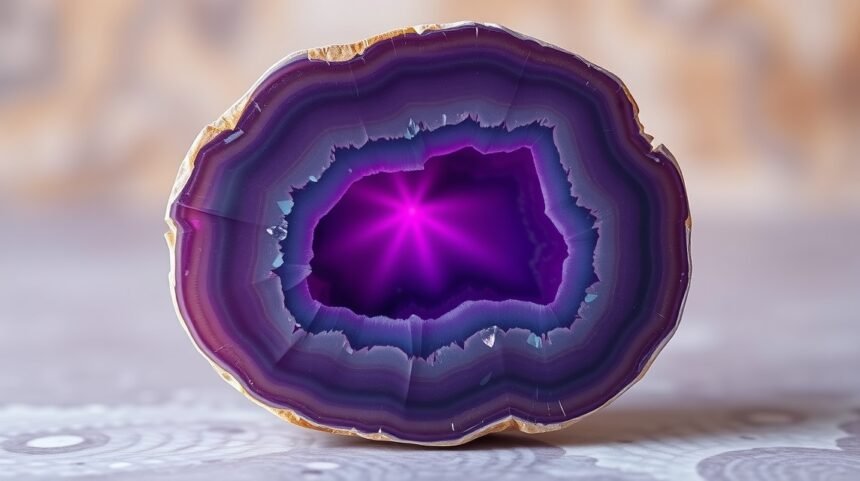 Fialový achát s energetickými účinkami a duševnou harmóniou