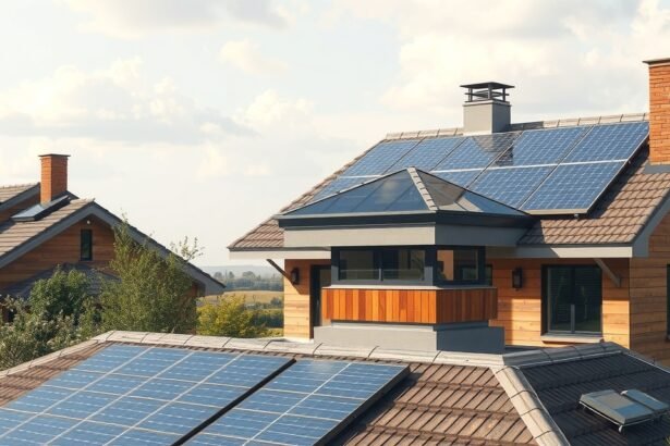 Dom s fotovoltaickými panelmi a slnečným komínom