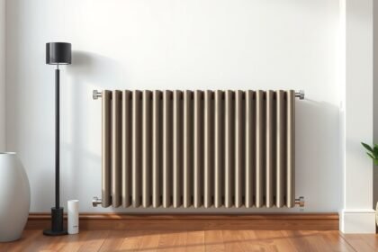 Moderný panelový radiátor umiestnený v štýlovom interiéri