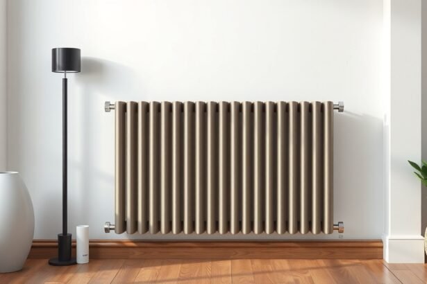 Moderný panelový radiátor umiestnený v štýlovom interiéri