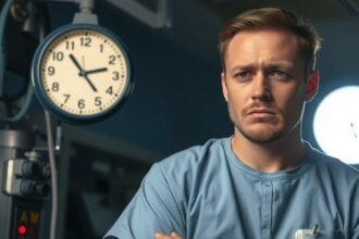 Lekár v nočnej smene so znepokojeným výrazom