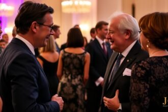 Hlavný patrón diskutuje na podujatí s účastníkmi.