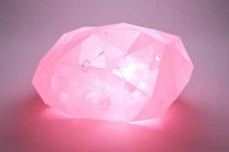 Ružový kremeň osvetlený lesklými odtieňmi svetla