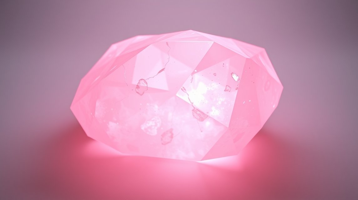Ružový kremeň osvetlený lesklými odtieňmi svetla