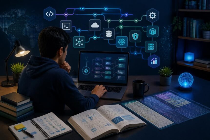 Študent IT plánuje vlastnú študijnú cestu na platforme Dargslan
